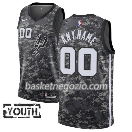 Canotte Bambino San Antonio Spurs Personalizzate 2018-19 Nike City Edition Nero Swingman